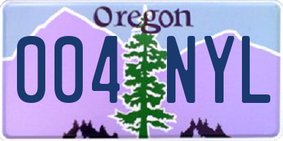 OR license plate 004NYL