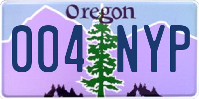 OR license plate 004NYP