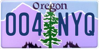 OR license plate 004NYQ