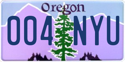 OR license plate 004NYU