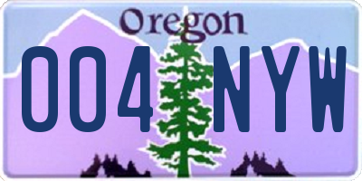 OR license plate 004NYW