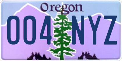 OR license plate 004NYZ