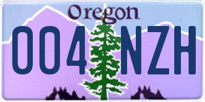 OR license plate 004NZH