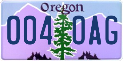 OR license plate 004OAG