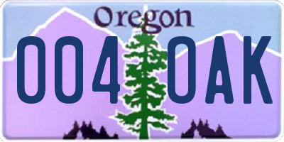 OR license plate 004OAK