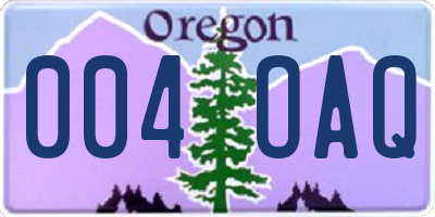 OR license plate 004OAQ