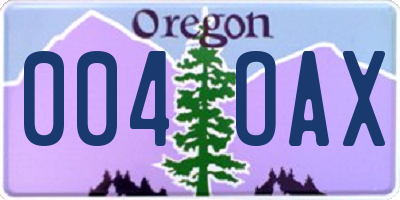 OR license plate 004OAX