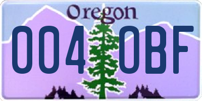 OR license plate 004OBF