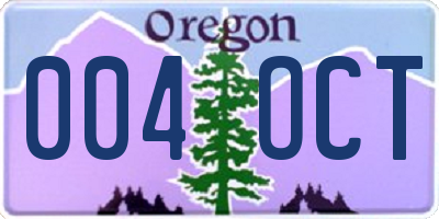 OR license plate 004OCT