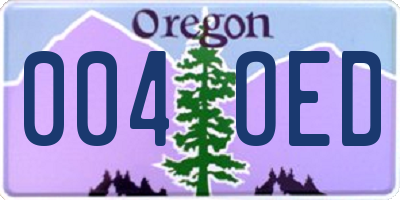 OR license plate 004OED