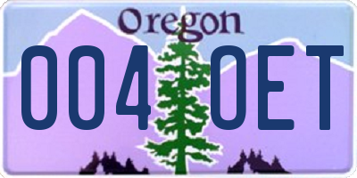 OR license plate 004OET