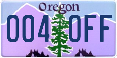 OR license plate 004OFF