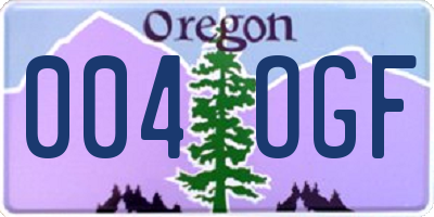 OR license plate 004OGF
