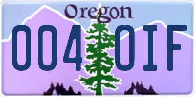 OR license plate 004OIF