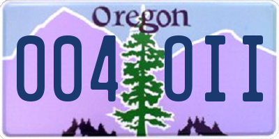 OR license plate 004OII
