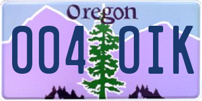 OR license plate 004OIK