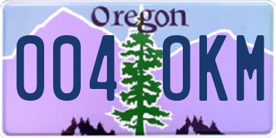 OR license plate 004OKM