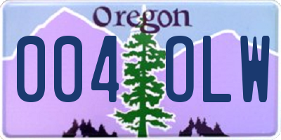 OR license plate 004OLW