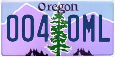 OR license plate 004OML