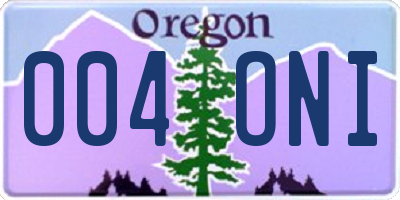 OR license plate 004ONI