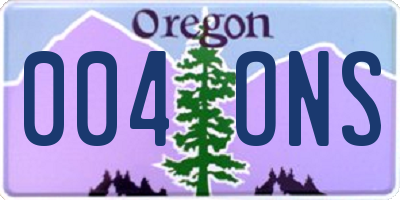 OR license plate 004ONS