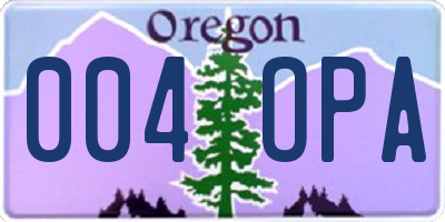 OR license plate 004OPA