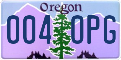 OR license plate 004OPG