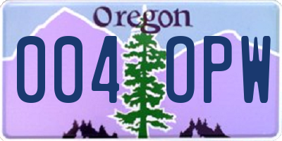 OR license plate 004OPW