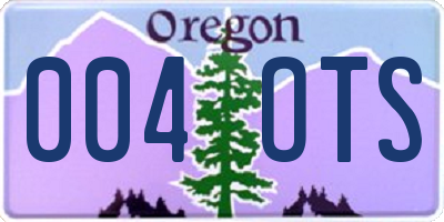 OR license plate 004OTS