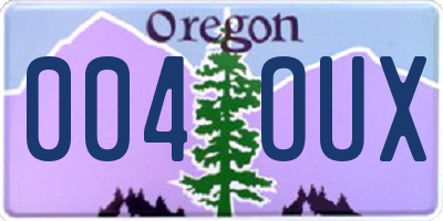 OR license plate 004OUX