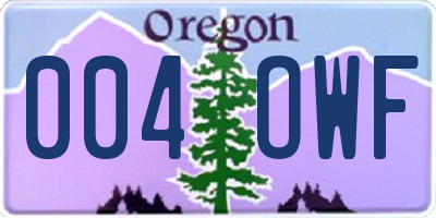 OR license plate 004OWF