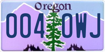 OR license plate 004OWJ