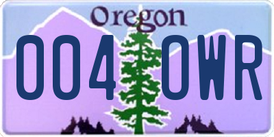 OR license plate 004OWR