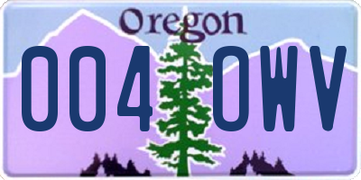 OR license plate 004OWV