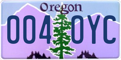 OR license plate 004OYC