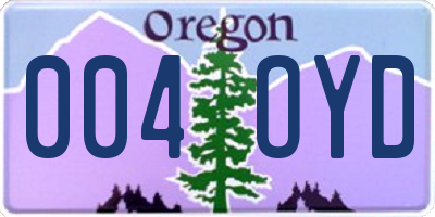 OR license plate 004OYD