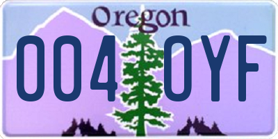OR license plate 004OYF