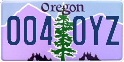 OR license plate 004OYZ