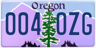 OR license plate 004OZG