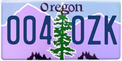 OR license plate 004OZK