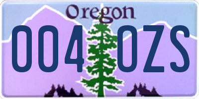 OR license plate 004OZS