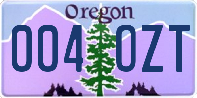 OR license plate 004OZT