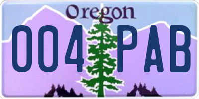 OR license plate 004PAB