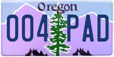 OR license plate 004PAD
