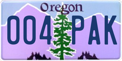 OR license plate 004PAK