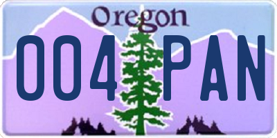 OR license plate 004PAN