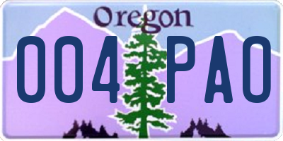 OR license plate 004PAO