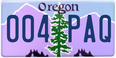OR license plate 004PAQ