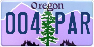 OR license plate 004PAR