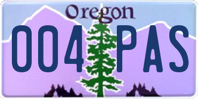 OR license plate 004PAS